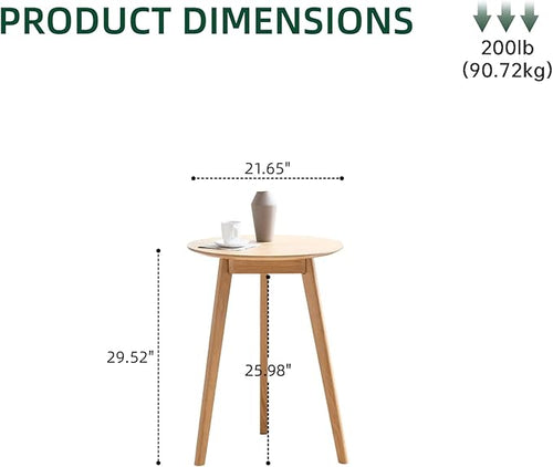 100% Solid Oak Small Tall Side Table, Mid Century Modern Coffee Table - Image 2