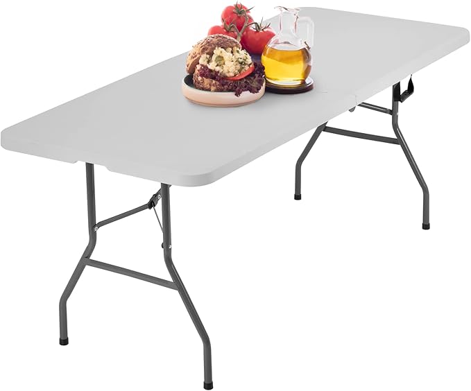 6FT Picnic Table Folding Table Camping Table Plastic Table Fold Up Table Lock by BestOffice
