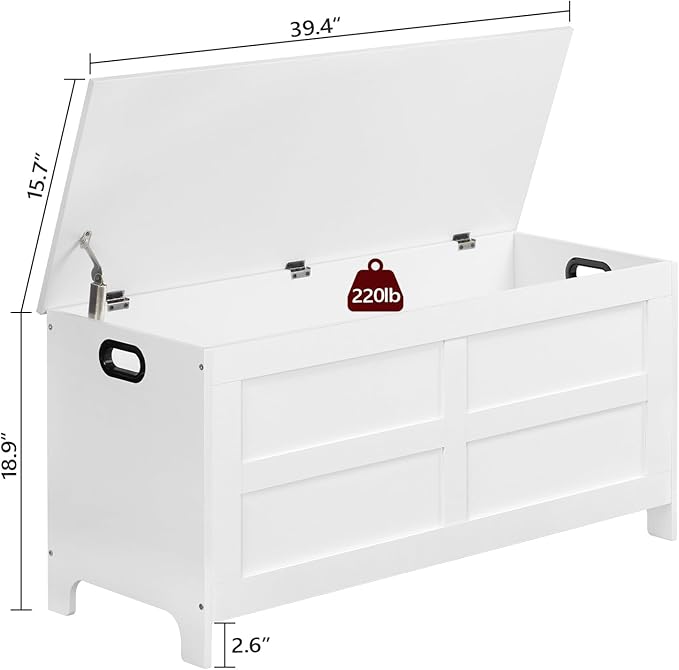 Storage Chest, 39.4” Large Toy Chest, Entryway Storage Trunk, Storage Bench - Image 7