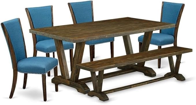 East West Furniture V777VE721-6 6 Piece Dining Table Set Contains a Rectangle by EastWestFurniture