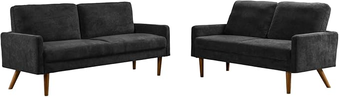 Kent 2 Piece Velvet Sofa and Loveseat Set, European Style - Image 7