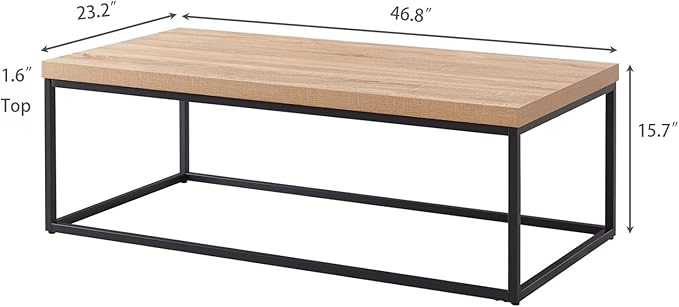 CENSI 47-Inch Natural Oak Coffee Table - Image 2