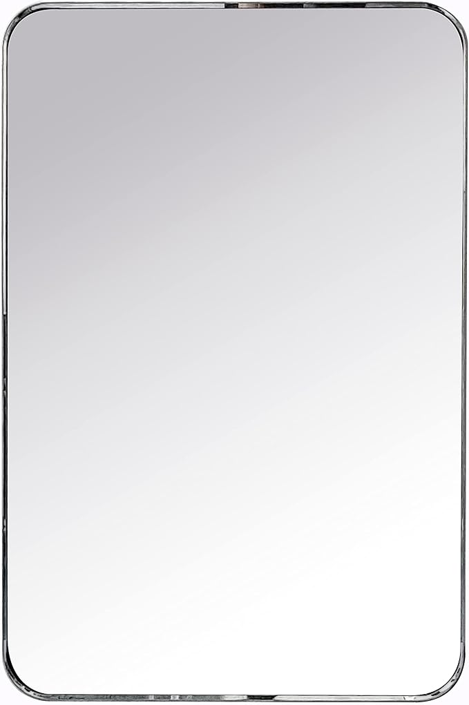 TEHOME 24x36 inch Brushed Nickel Silver Metal Framed Bathroom Mirror - Image 5