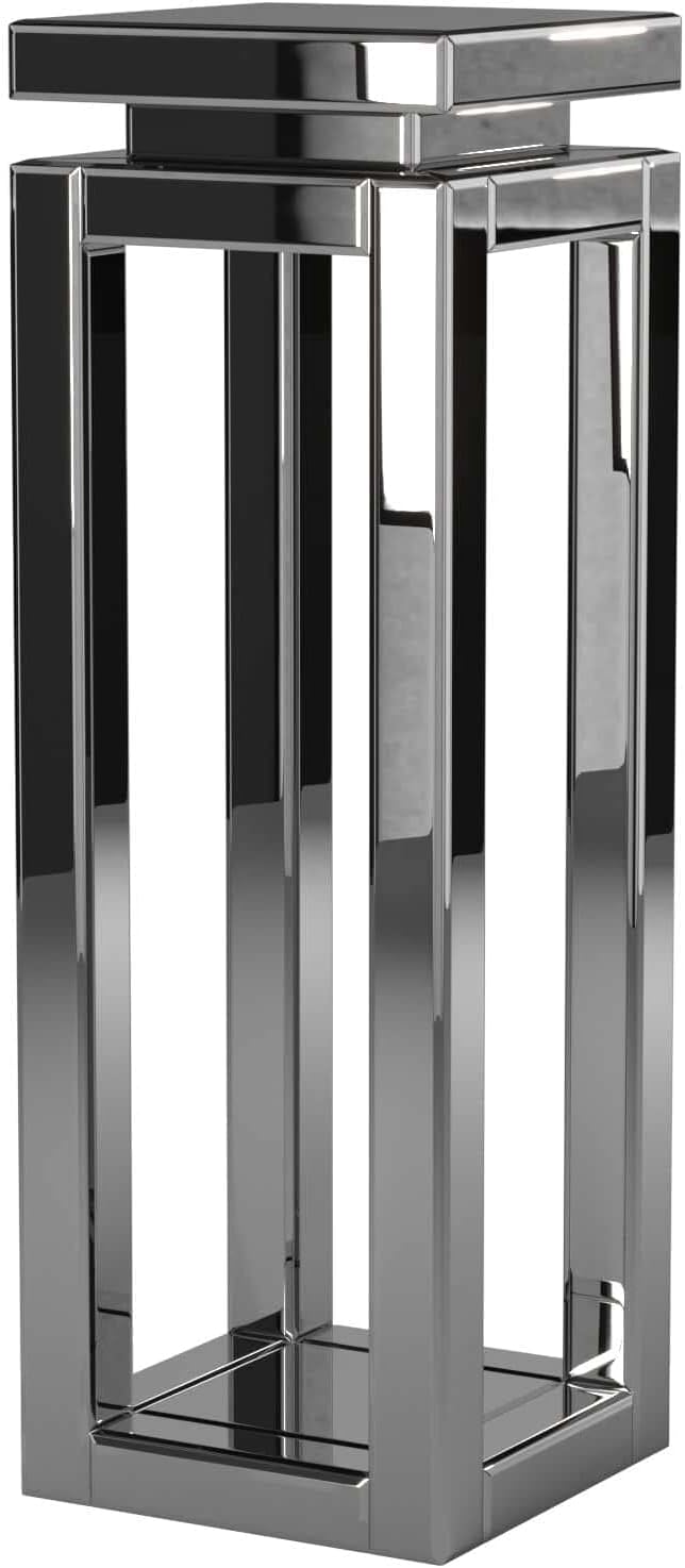 Howard Elliott Large Silver Mirrored Pedestal Accent Table - Image 7