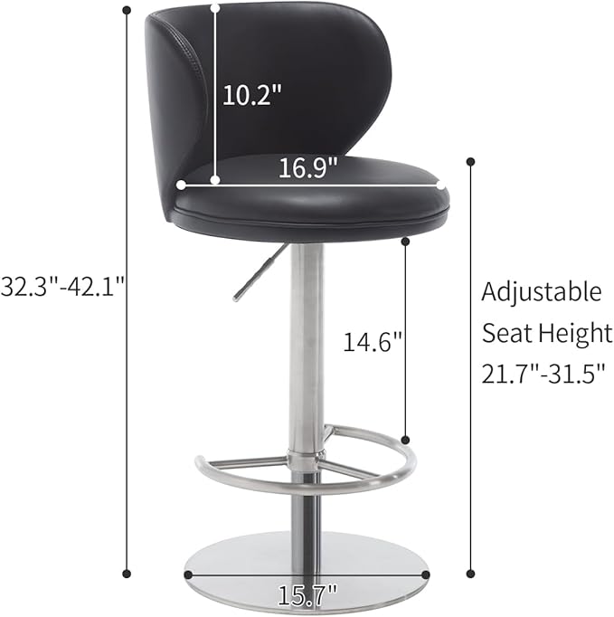Black Titanium Stainless Steel Bar Stools, Grade Modern Leather Bar Chair - Image 2