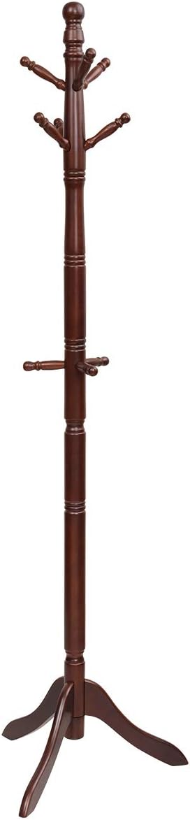 Tangkula Wood Coat Rack Freestanding, Entryway Height Adjustable Coat Stand by TANGKULA