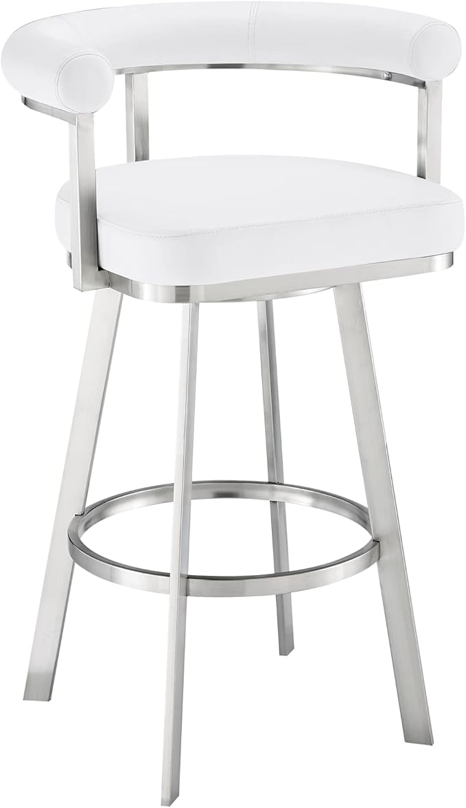 Armen Living Magnolia Swivel Bar Stool in Brushed Stainless Steel by ArmenLiving