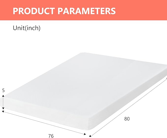 FDW | 5 Inch King Mattress | Medium Firm | Gel Memory Foam Mattress | White | - Image 2