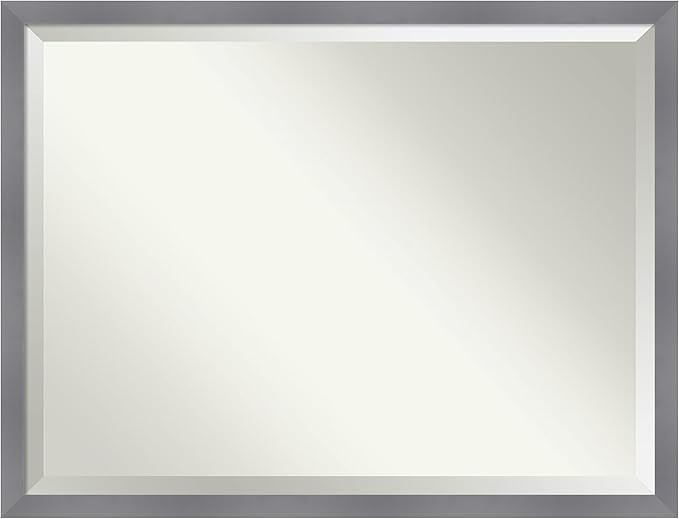 Amanti Art Grey Wall Mirror 33x43 Edwin Grey Rectangle Bathroom Mirror by AmantiArt