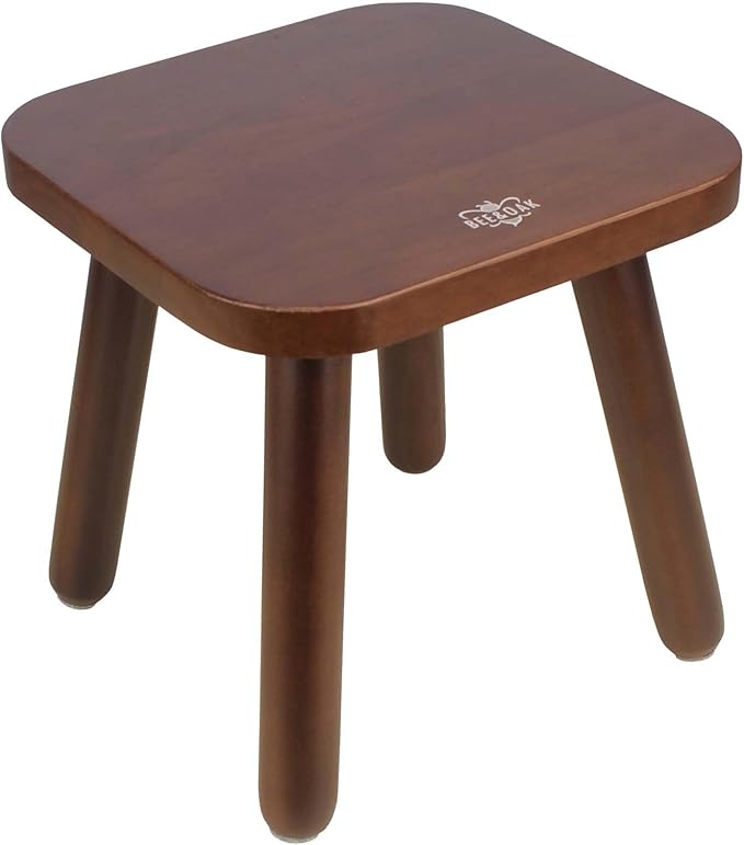 BEE&OAK Wooden Step Stools for Adults, Solid Rubber Wood Non-Slip Step Foot by Unknown