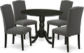 East West Furniture DLEN5-BLK-20 5 Piece Dining Set Includes a Round Dining by EastWestFurniture