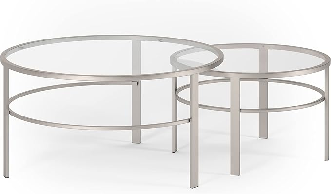 Henn&Hart Round Nested Coffee Table in Satin Nickel, Modern coffee tables - Image 11