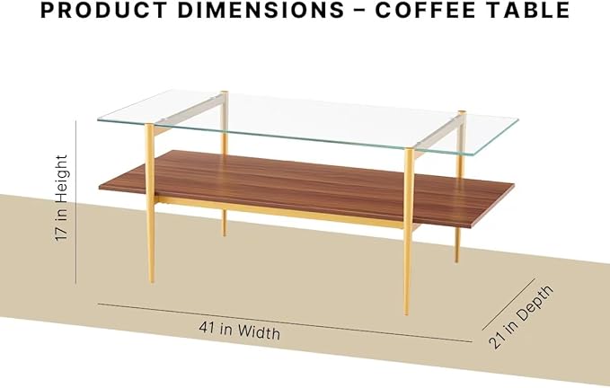 Shrine Rectangle Coffee Table, Mid-Century Modern Design, 2-Tier Structure - Image 2