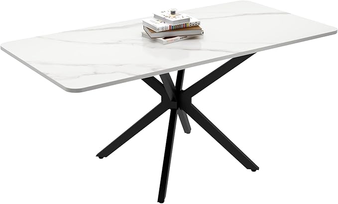 Faux Marble Coffee Table Rectangle Modern 40 Inch Living Room Table - Image 5