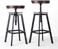 Set of 2 Industrial Bar Stools 25.6-30.5inch Counter Bar Height Adjustable by BOKKOLIK