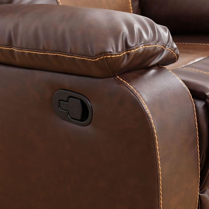 Manual Breathing Leather Reclining Sofa, Leather Recliner Couch, Comfortable - Image 4