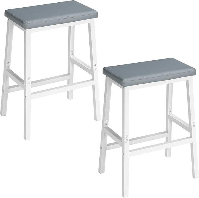 HOOBRO Bar Stools, PU Leather Upholstered Breakfast Stools, Easy Assembly by HOOBRO