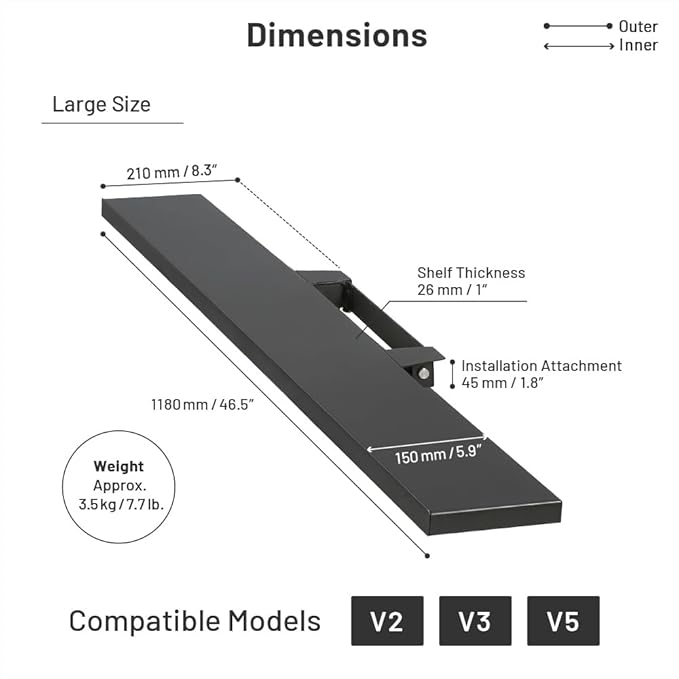 WALL V3 High Type TV Stand w/Multi-Device Holder and Soundbar Shelf L Black Set - Image 3