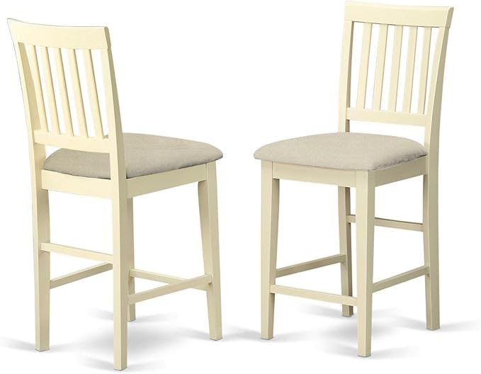 East West Furniture YAVN3-WHI-C 3 Piece Kitchen Counter Height Dining Table Set - Image 3