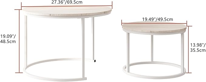 Round Coffee Table Set of 2 End Tables - Image 2
