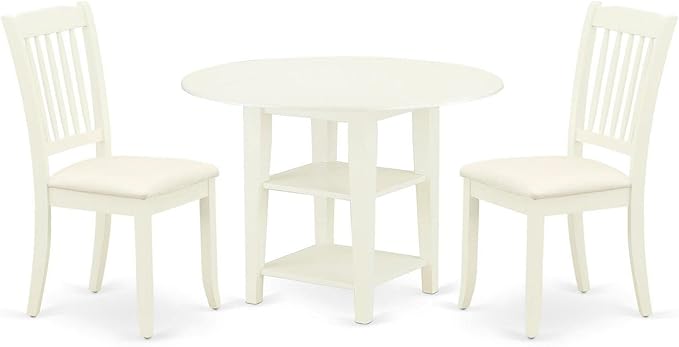 East West Furniture SUDA3-LWH-C 3 Piece Dining Table Set Contains a Round by EastWestFurniture