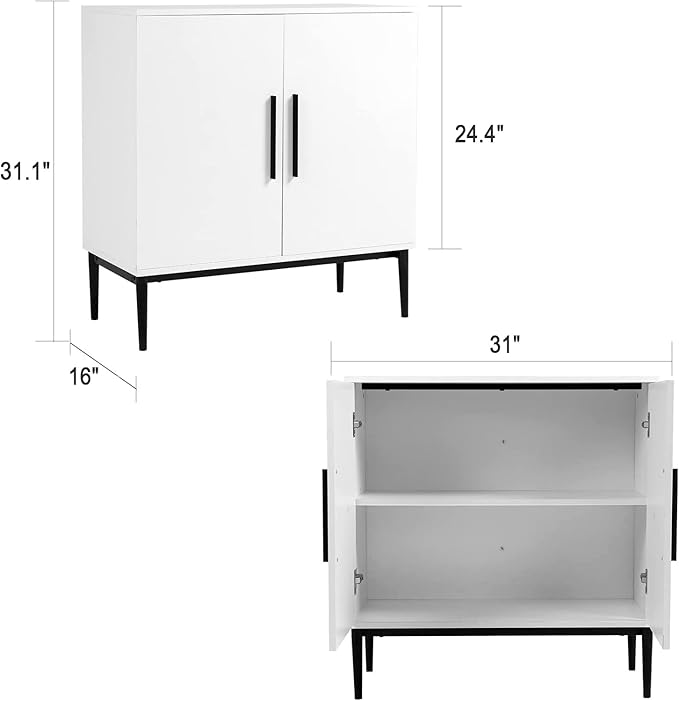 KFO Storage Cabinet with Doors, Modern Free Standing Cabinet, Sideboard with - Image 2