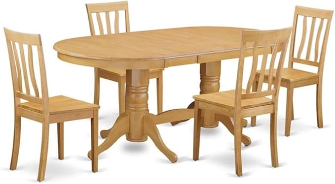 East West Furniture VAAN5-OAK-W 5 Piece Dining Set Includes an Oval Dining Table by EastWestFurniture