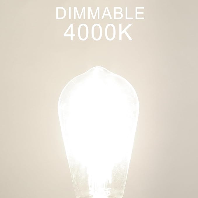 Dimmable LED Edison Bulb, E26 LED Bulb 60 watt Equivalent, Cool White 4000K - Image 8