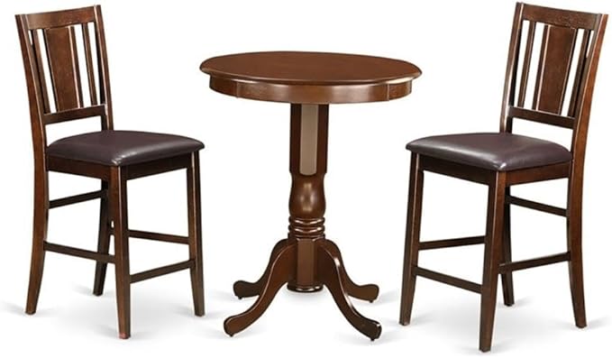 East West Furniture EDBU3-MAH-LC 3 Piece Counter Height Dining Table Set by EastWestFurniture