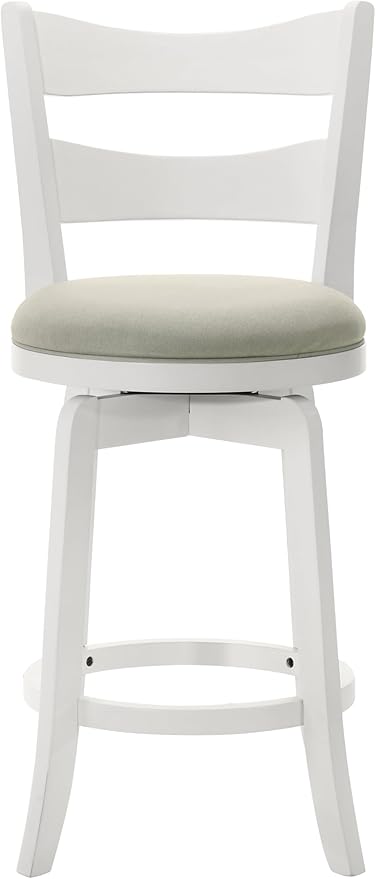 Armen Living Blair 30 in. Matte White Bar Height Rubberwood Swivel Barstool - Image 3