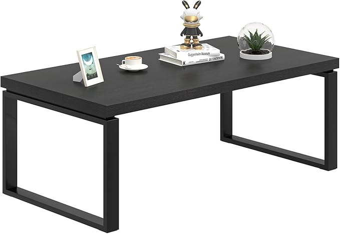 EXCEFUR Black Coffee Table, Modern Rustic Center Table - Image 8