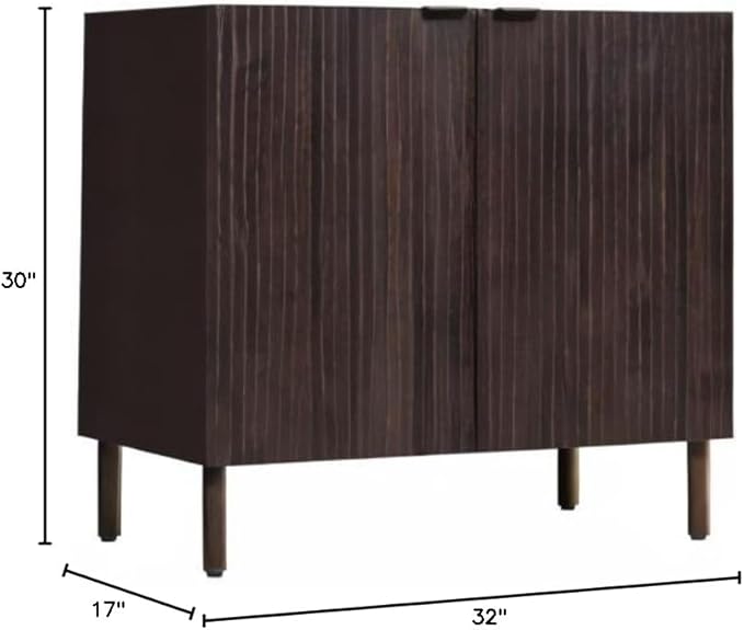 Sango Merk 2-Door Cabinet, Modern Walnut Storage Cabinet - Image 2