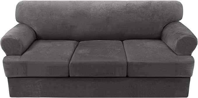 H.VERSAILTEX 4 Piece T Cushion Sofa Slipcovers Thick Velvet Stretch Couch Cover by HVERSAILTEX