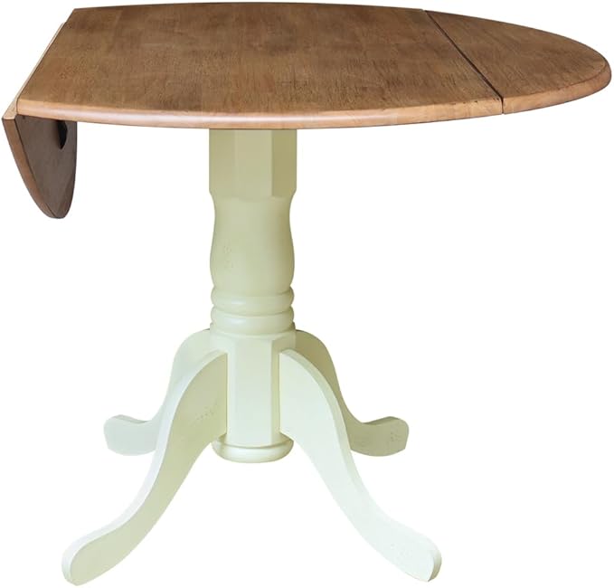 IC International Concepts 42" Round Dual Drop Leaf Pedestal Dining Table - Image 3