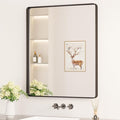 Keonjinn Black Framed Mirrors for Bathroom 30 x 36 Inch Rounded Rectangle Wall by Keonjinn