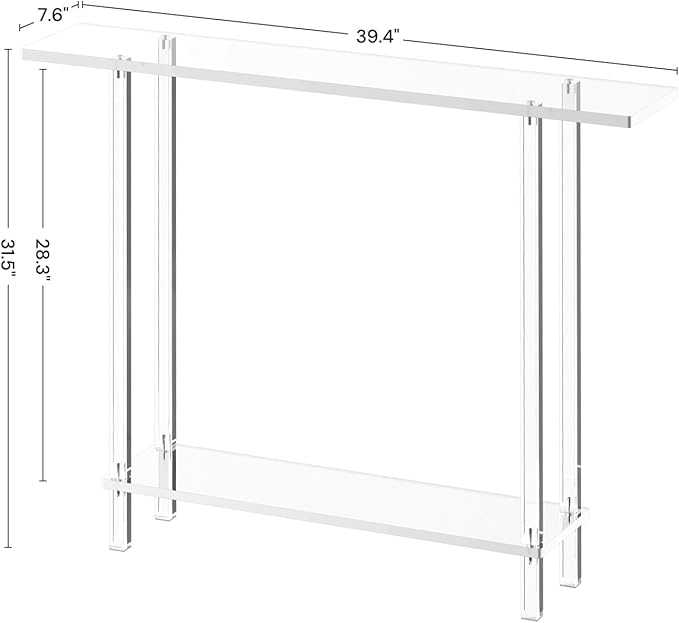 Acrylic Narrow Console Table for Entryway, 7.6" D x 39.4" W x 31.5" H, Square - Image 3