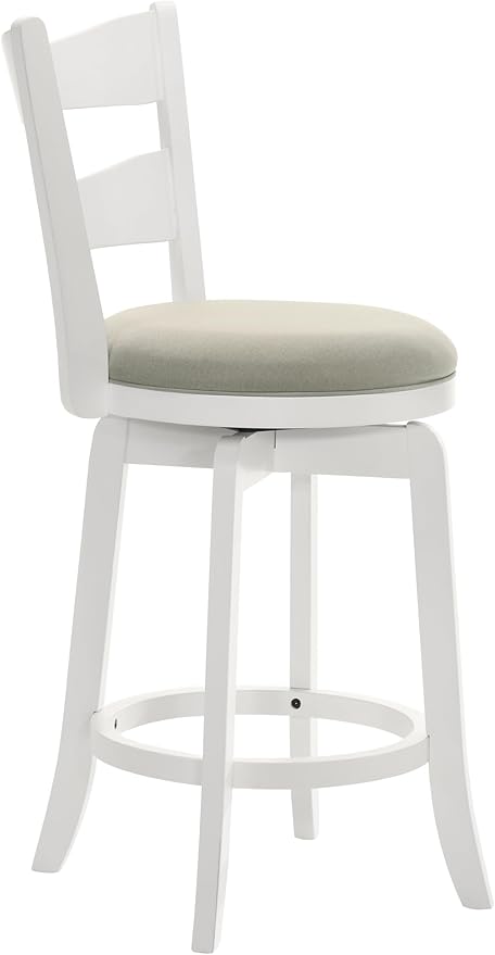 Armen Living Blair 30 in. Matte White Bar Height Rubberwood Swivel Barstool - Image 4