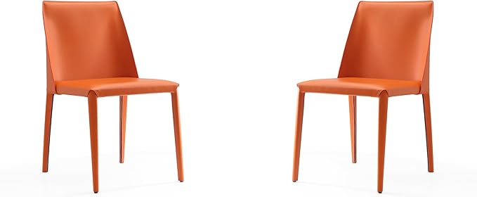 Manhattan Comfort Paris Modern Saddle Leather Dining Chairs, Metal Frame by ManhattanComfort