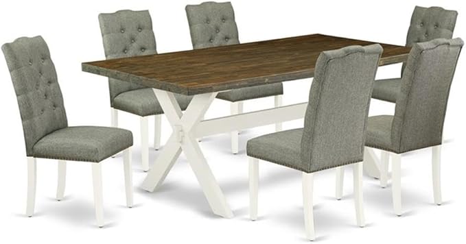 East West Furniture X077EL207-7 7 Piece Dining Room Table Set Consist of a by EastWestFurniture