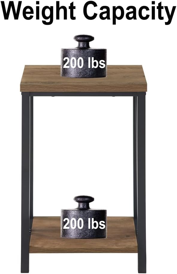 FOLUBAN Side Table with Storage Shelf, Rustic End Table - Image 6