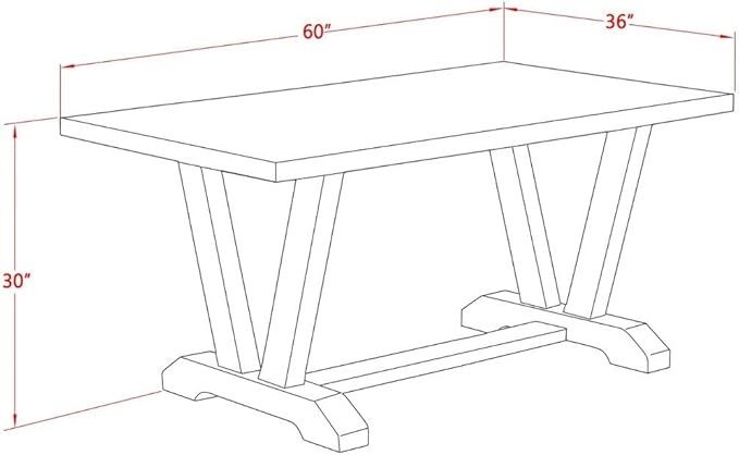 East West Furniture VT026 V-Style Dining Room Table - Image 5