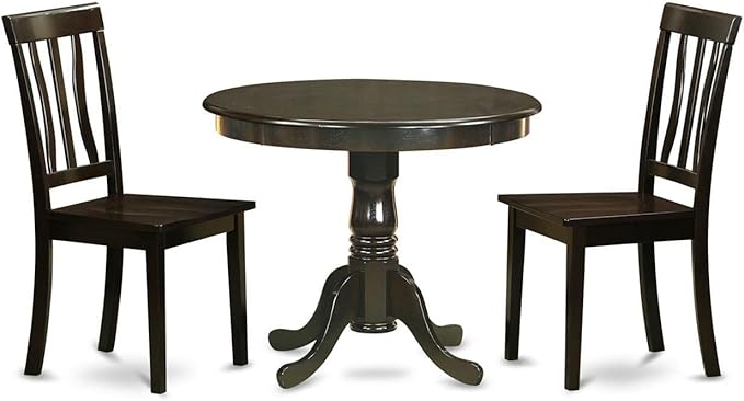 East West Furniture ANTI3-CAP-W 3 Piece Dining Set Contains a Round Kitchen by EastWestFurniture