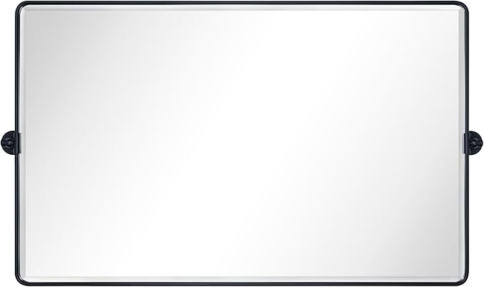 TEHOME 48x30'' Matt Black Horizontal Pivot Bathroom Vanity Mirror Large 30x48'' by TEHOME