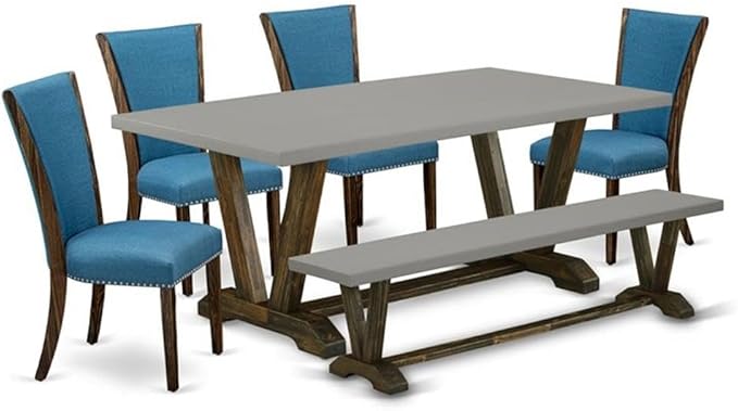 East West Furniture V797VE721-6 6 Piece Dinette Set Contains a Rectangle Dining by EastWestFurniture