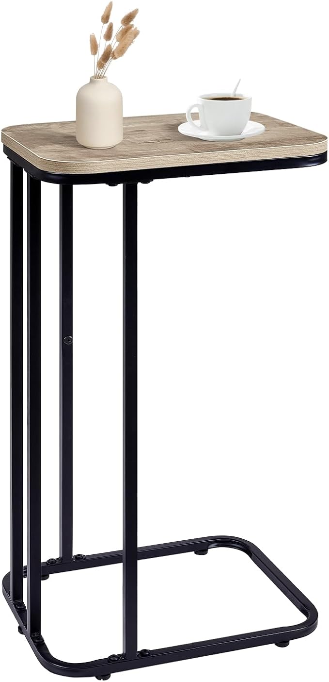 C Shaped End Table, 27 Inches High Small Side Table by KJGKKHOME