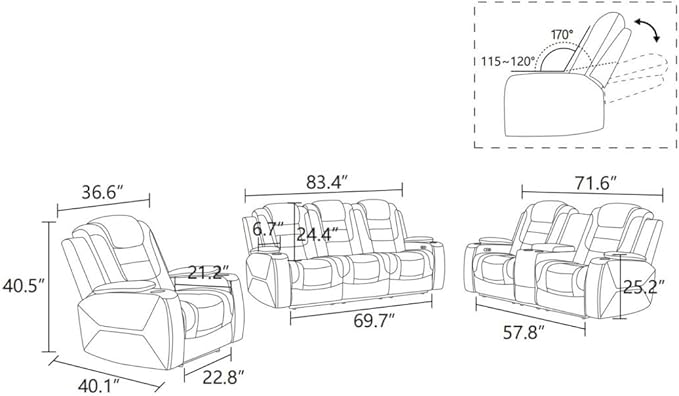 Electric Power Recliner Chair Living Room Furniture, Comfy Wide Lazy Home - Image 2