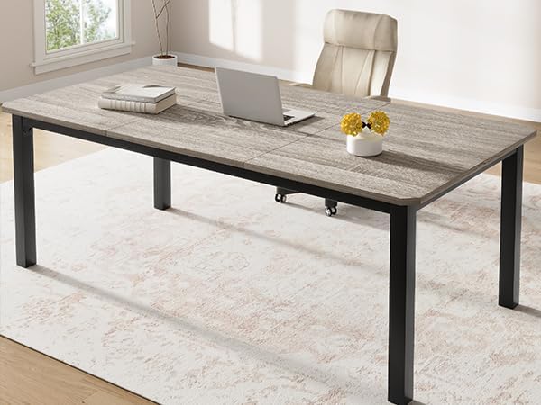 78.7 Inch Long Computer Desk, Large Industrial Office 2 Person Desk Workstation by Garvee