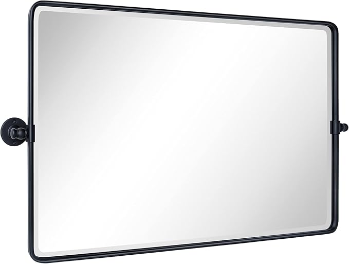 TEHOME Horizontal Pivot Mirror Black Tilt Mirror by TEHOME