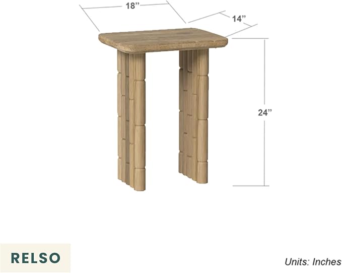 Bambos End Table | Sold Mango Wood Bedside Table, Natural Finish Side Table - Image 2