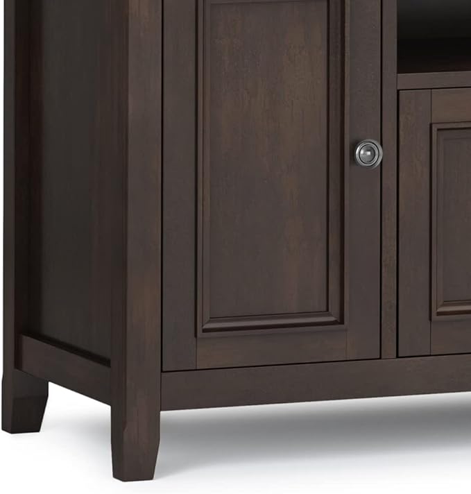 SIMPLIHOME Amherst 72-inch Wide Solid Wood TV Stand in Brunette Brown, - Image 9